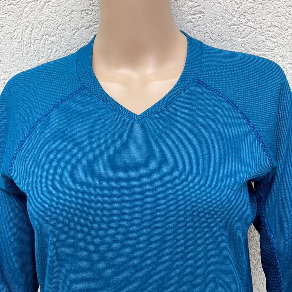 Patagonia Top Blue Performance Base Layer V Neck - image 2